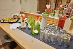 Small snacks and drinks in the wellness area